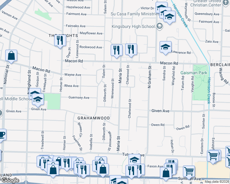map of restaurants, bars, coffee shops, grocery stores, and more near 979 Wrenwood Street in Memphis