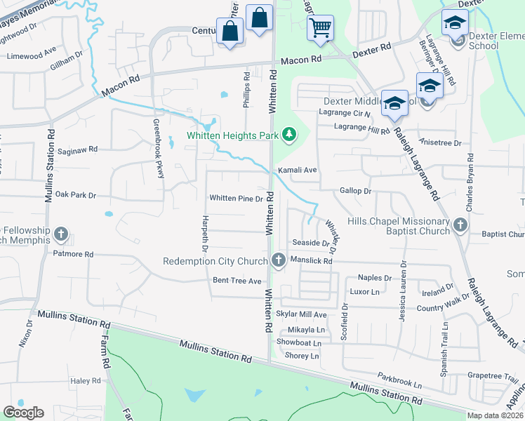map of restaurants, bars, coffee shops, grocery stores, and more near 6751 Einat Cove in Memphis
