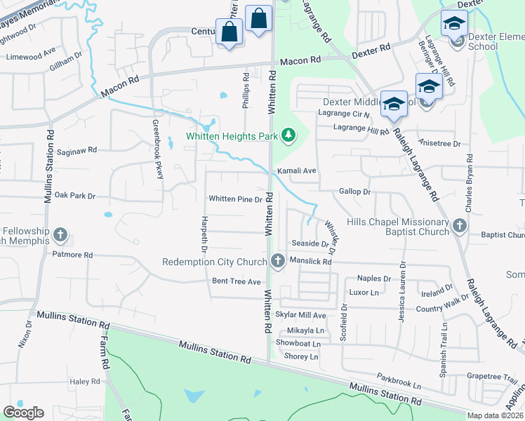 map of restaurants, bars, coffee shops, grocery stores, and more near 6751 Einat Cove in Memphis