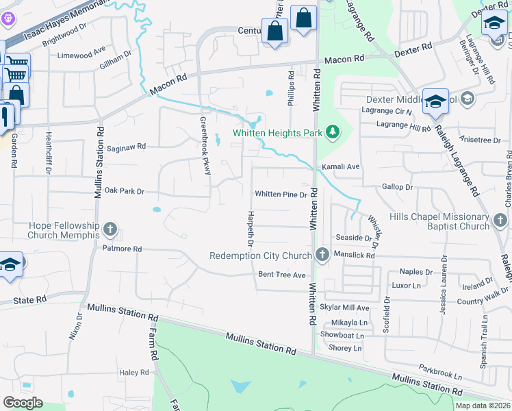 map of restaurants, bars, coffee shops, grocery stores, and more near 6667 Einat Cove in Memphis