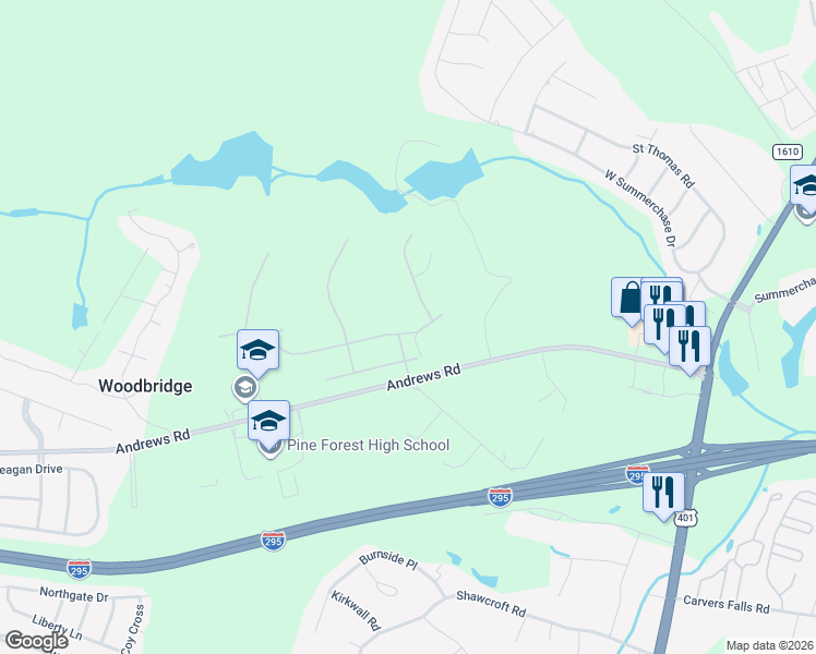 map of restaurants, bars, coffee shops, grocery stores, and more near 350 Edwinstowe Avenue in Fayetteville