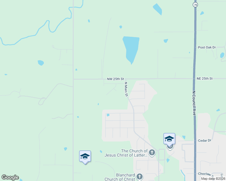 map of restaurants, bars, coffee shops, grocery stores, and more near in Blanchard