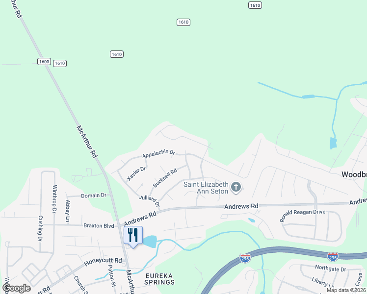 map of restaurants, bars, coffee shops, grocery stores, and more near 903 Appalachin Drive in Fayetteville