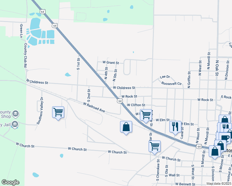 map of restaurants, bars, coffee shops, grocery stores, and more near 1408 West Broadway Street in Morrilton