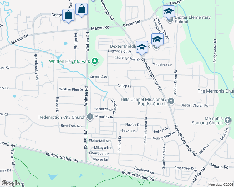 map of restaurants, bars, coffee shops, grocery stores, and more near 1216 Whistler Drive in Shelby County