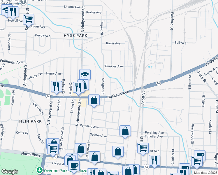 map of restaurants, bars, coffee shops, grocery stores, and more near 856 North Bingham Street in Memphis