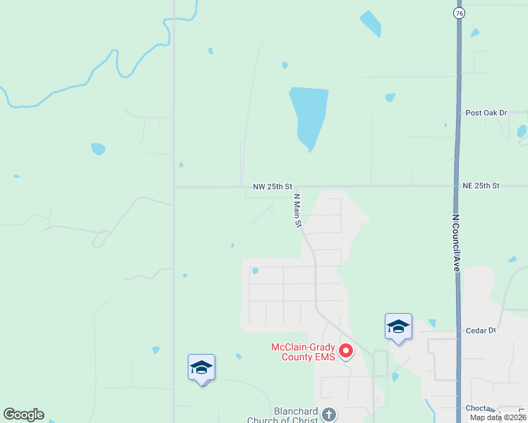 map of restaurants, bars, coffee shops, grocery stores, and more near in Blanchard
