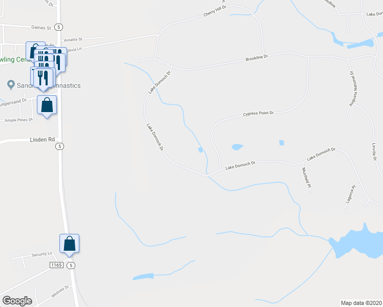map of restaurants, bars, coffee shops, grocery stores, and more near 800 Lake Dornoch Drive in Pinehurst