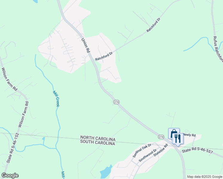 map of restaurants, bars, coffee shops, grocery stores, and more near 6829 Union Road in Gastonia