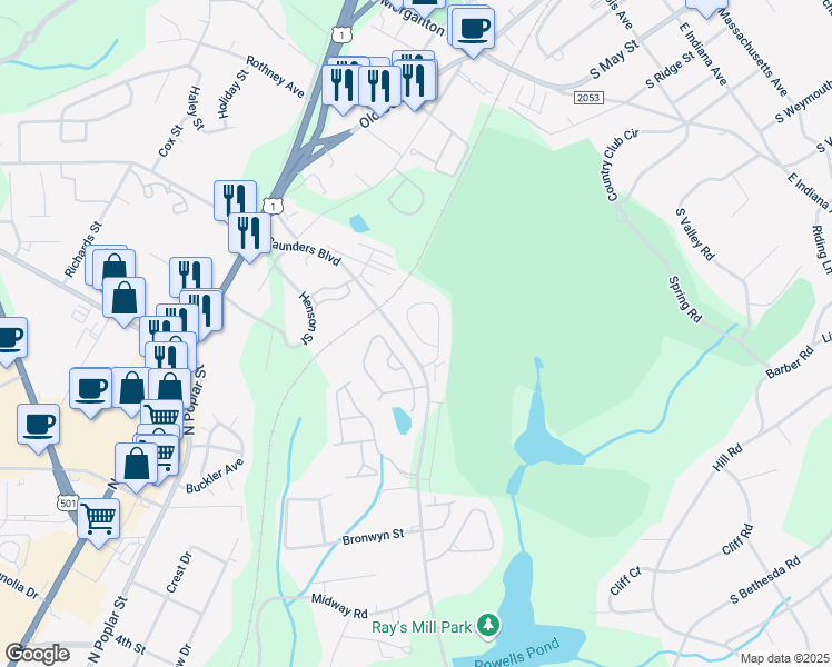 map of restaurants, bars, coffee shops, grocery stores, and more near 845 Lighthorse Circle in Aberdeen