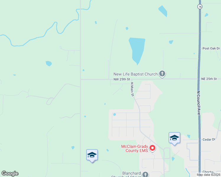 map of restaurants, bars, coffee shops, grocery stores, and more near 2451 Erin Way in Blanchard