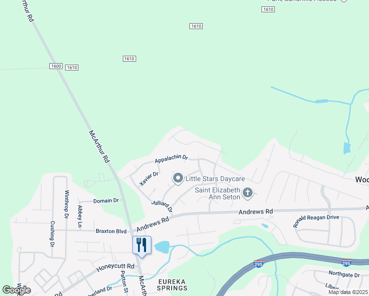 map of restaurants, bars, coffee shops, grocery stores, and more near 837 Muskegon Drive in Fayetteville