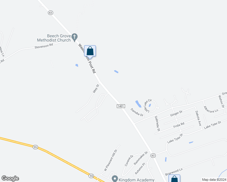 map of restaurants, bars, coffee shops, grocery stores, and more near 902 Washington Post Road in New Bern