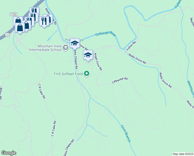 map of restaurants, bars, coffee shops, grocery stores, and more near 344 Clarks Chapel Road in Franklin