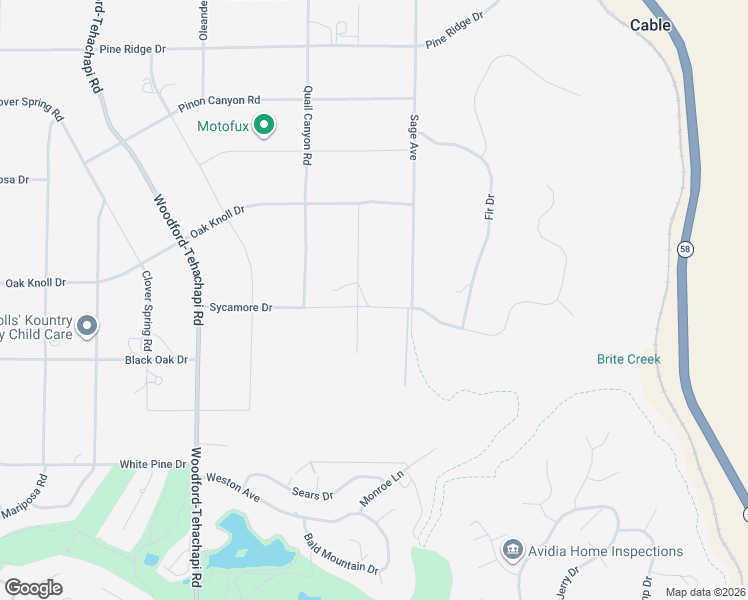 map of restaurants, bars, coffee shops, grocery stores, and more near 20011 Sycamore Drive in Tehachapi