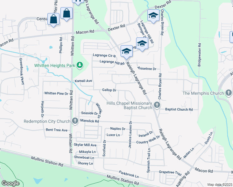 map of restaurants, bars, coffee shops, grocery stores, and more near 1275 Tyler Place in Cordova