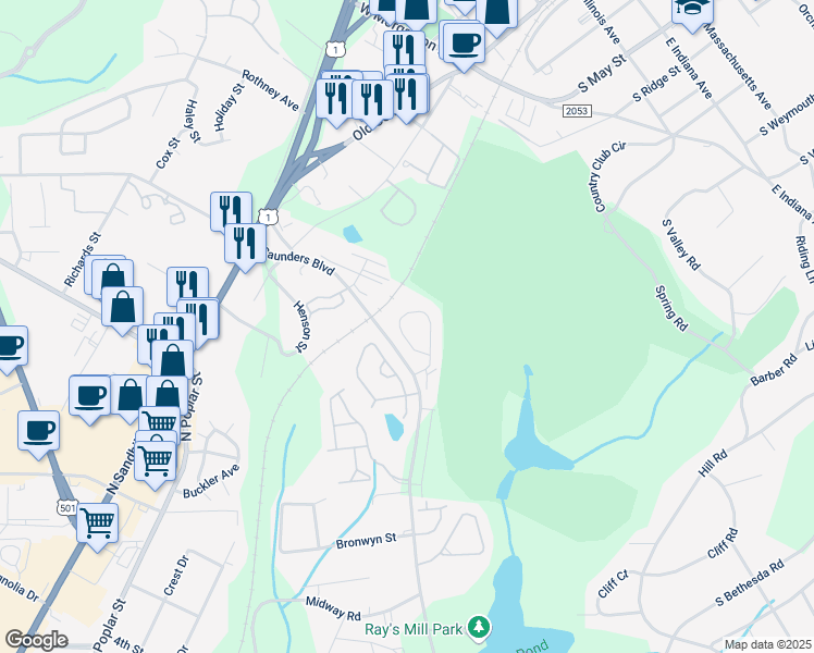 map of restaurants, bars, coffee shops, grocery stores, and more near 815 Lighthorse Circle in Aberdeen