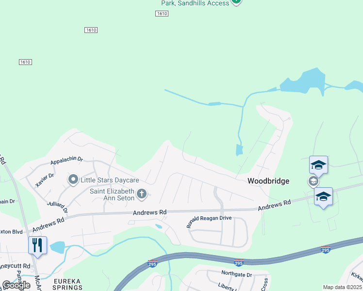 map of restaurants, bars, coffee shops, grocery stores, and more near 545 Summerlea Drive in Fayetteville