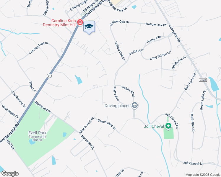 map of restaurants, bars, coffee shops, grocery stores, and more near 3747 Piaffe Avenue in Mint Hill