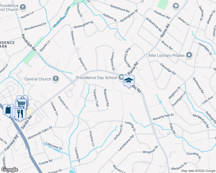 map of restaurants, bars, coffee shops, grocery stores, and more near 331 Glen Oaks Road in Charlotte