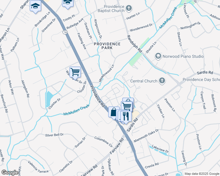 map of restaurants, bars, coffee shops, grocery stores, and more near 4010 Kingsgate Place in Charlotte