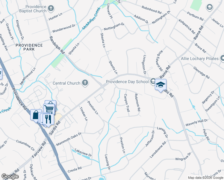 map of restaurants, bars, coffee shops, grocery stores, and more near 310 Whitestone Road in Charlotte