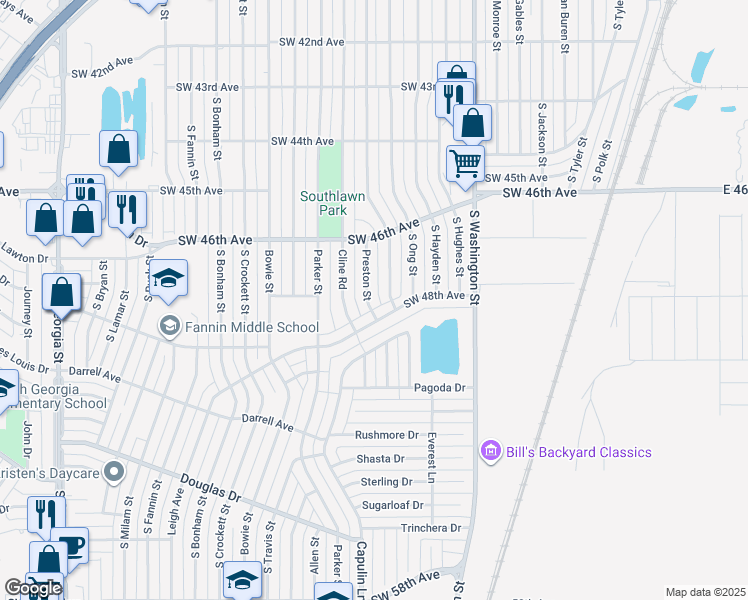 map of restaurants, bars, coffee shops, grocery stores, and more near 4629 Preston St in Amarillo