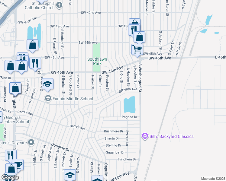 map of restaurants, bars, coffee shops, grocery stores, and more near 4629 Preston Street in Amarillo