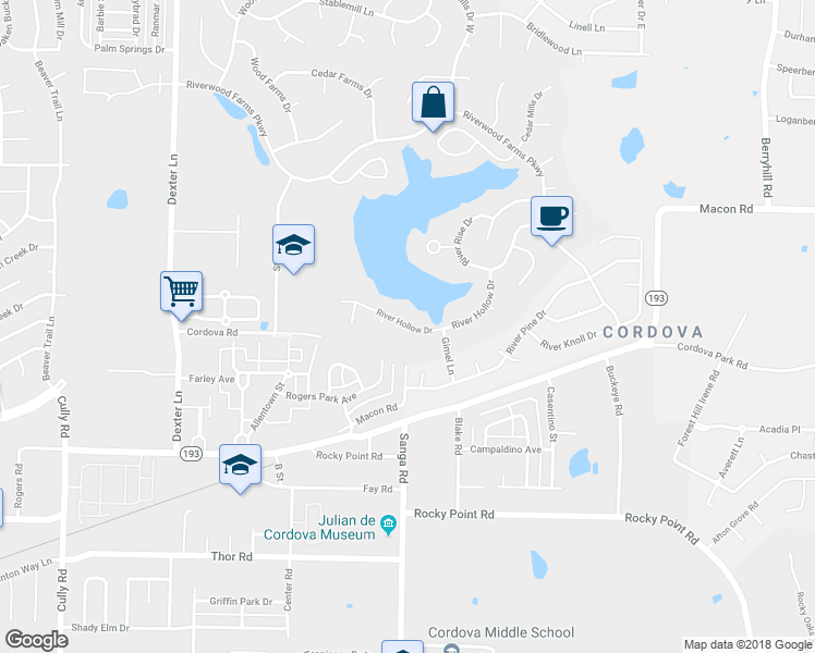 map of restaurants, bars, coffee shops, grocery stores, and more near 8756 River Hollow Drive in Memphis