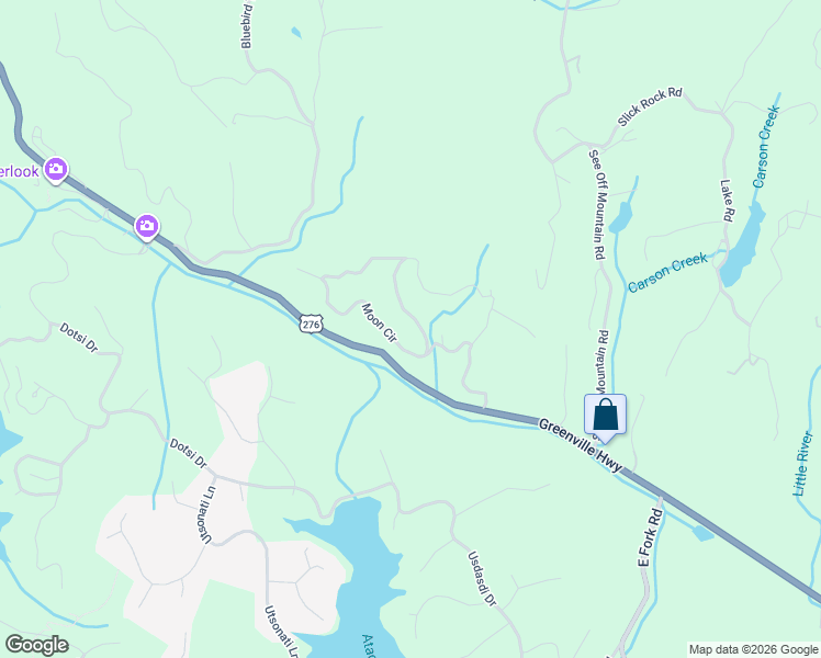 map of restaurants, bars, coffee shops, grocery stores, and more near 718 Thunder Road in Brevard