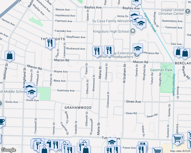 map of restaurants, bars, coffee shops, grocery stores, and more near 1039 Wrenwood Street in Memphis