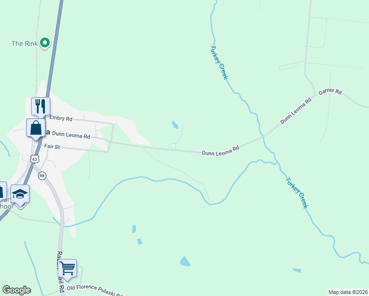map of restaurants, bars, coffee shops, grocery stores, and more near 62 Dunn Leoma Road in Leoma