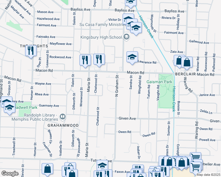 map of restaurants, bars, coffee shops, grocery stores, and more near 3960 Grahamdale Circle in Memphis