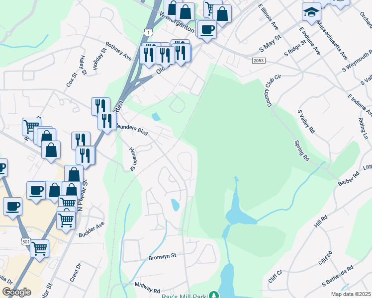 map of restaurants, bars, coffee shops, grocery stores, and more near 510 Lighthorse Circle in Aberdeen