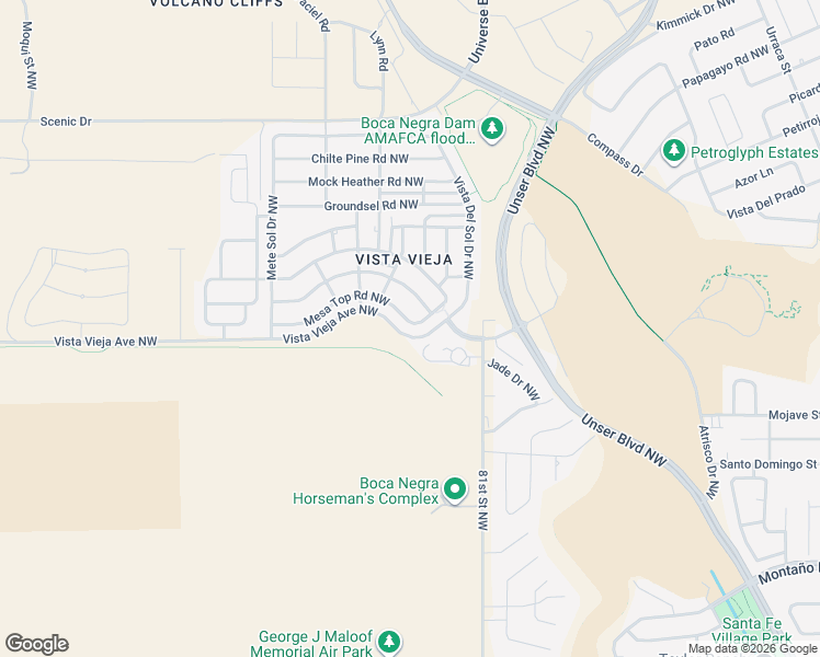 map of restaurants, bars, coffee shops, grocery stores, and more near 8300 Mesa Top Road Northwest in Albuquerque