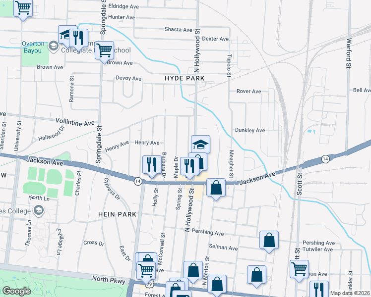 map of restaurants, bars, coffee shops, grocery stores, and more near 894 Birch Street in Memphis