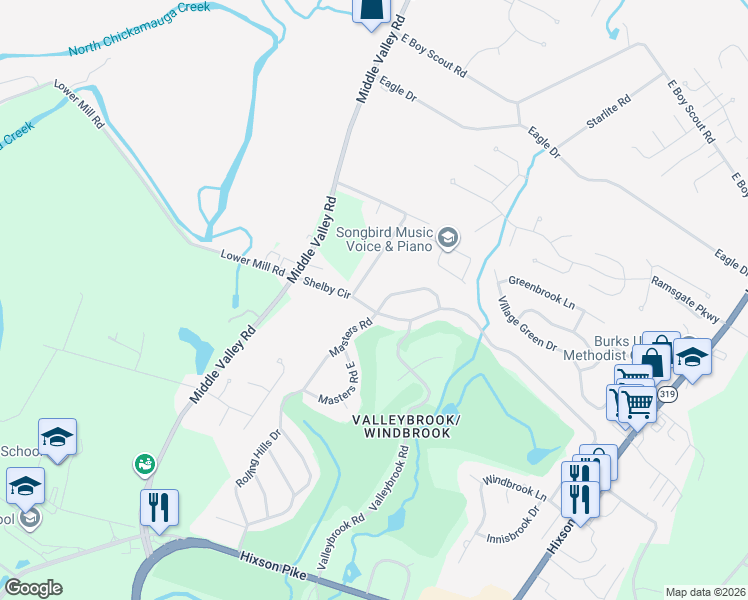 map of restaurants, bars, coffee shops, grocery stores, and more near 301 Masters Road in Chattanooga