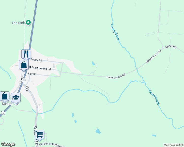 map of restaurants, bars, coffee shops, grocery stores, and more near 62 Dunn Leoma Road in Leoma