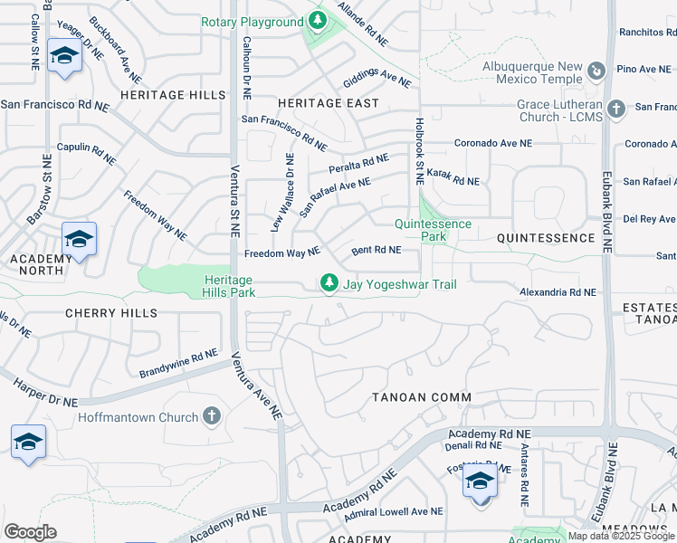map of restaurants, bars, coffee shops, grocery stores, and more near 7101 Greenmont Court Northeast in Albuquerque
