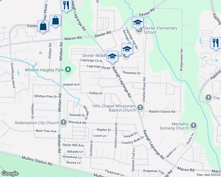 map of restaurants, bars, coffee shops, grocery stores, and more near 1298 Grange Way Drive in Shelby County