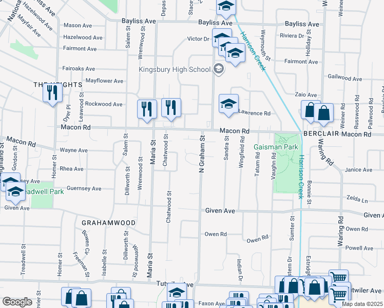 map of restaurants, bars, coffee shops, grocery stores, and more near 3960 Grahamdale Circle in Memphis