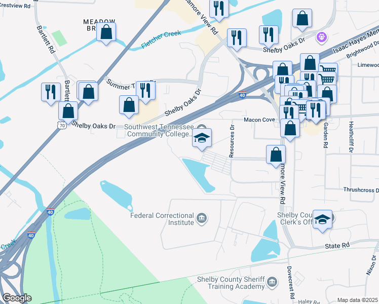 map of restaurants, bars, coffee shops, grocery stores, and more near 5983 Macon Cove in Memphis