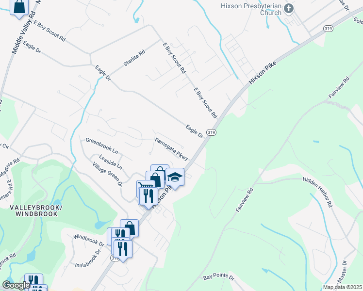 map of restaurants, bars, coffee shops, grocery stores, and more near 1770 Chippenham Drive in Middle Valley
