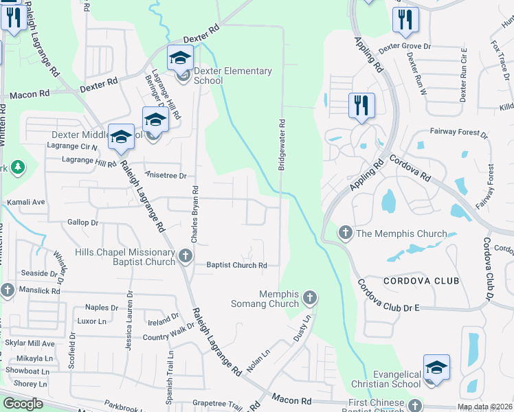 map of restaurants, bars, coffee shops, grocery stores, and more near 1326 Chatman Cove in Shelby County
