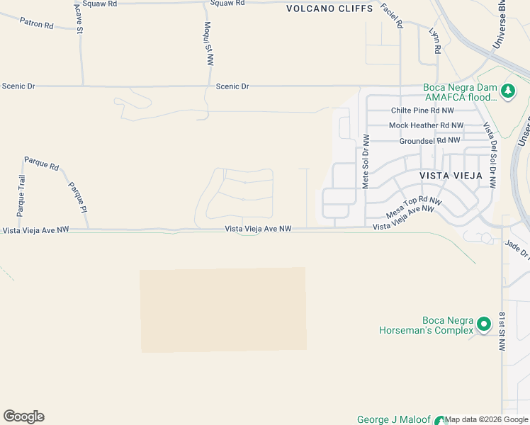 map of restaurants, bars, coffee shops, grocery stores, and more near 6728 Vista Luces Street Northwest in Albuquerque