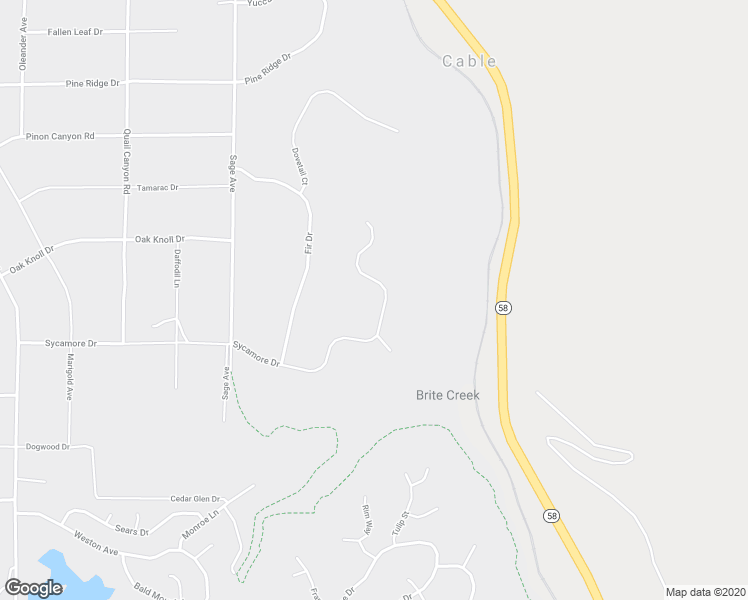map of restaurants, bars, coffee shops, grocery stores, and more near 19525 Sycamore Drive in Tehachapi