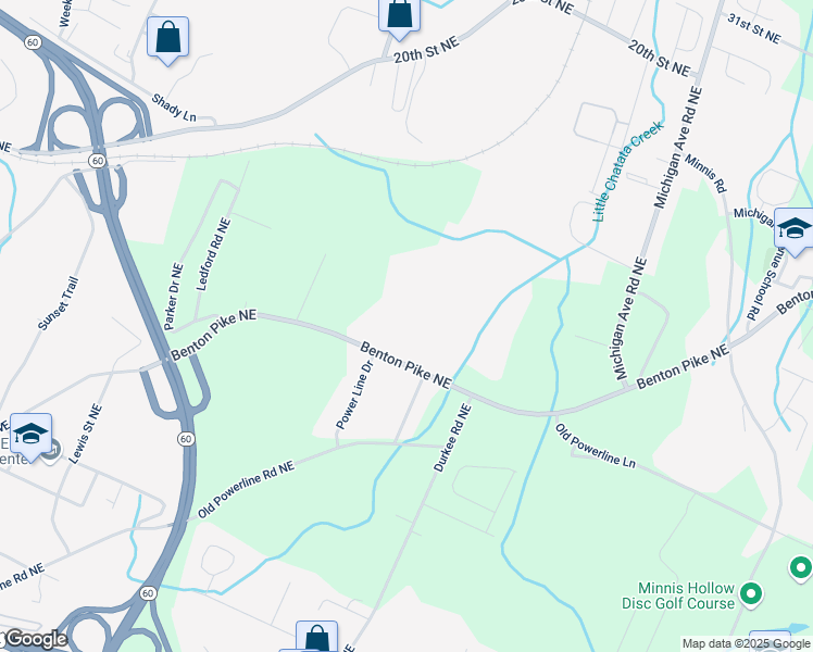 map of restaurants, bars, coffee shops, grocery stores, and more near 2525 Benton Pike Northeast in Cleveland