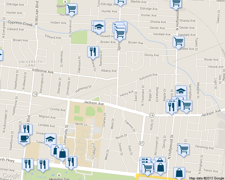 map of restaurants, bars, coffee shops, grocery stores, and more near 908 Charles Place in Memphis