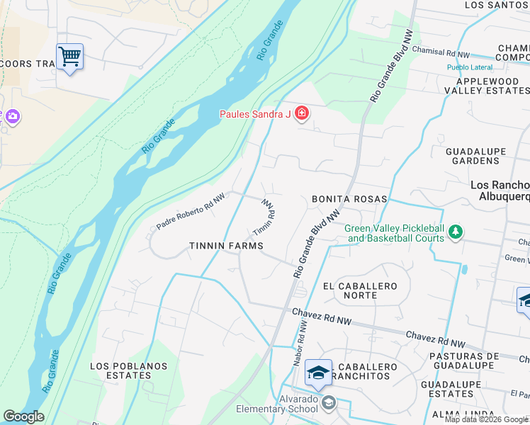 map of restaurants, bars, coffee shops, grocery stores, and more near 1424 Bonito Suenos Court Northwest in Los Ranchos de Albuquerque