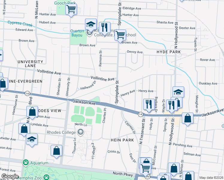 map of restaurants, bars, coffee shops, grocery stores, and more near 908 Charles Place in Memphis